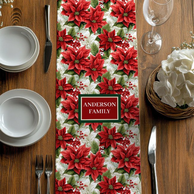 Caminho De Mesa Médio Trendy Christmas Table Runner Custom Name Accent (Trendy Christmas Table Runner Custom Name Accent)