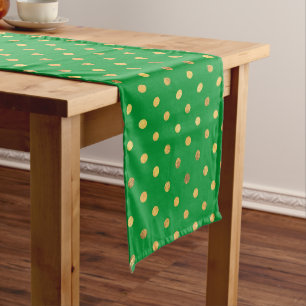 Caminho De Mesa Médio Verde com pontos brilhantes Dourados