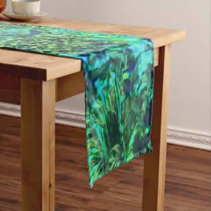 Caminho De Mesa Médio Verde limão Trippy e paisagem de jardim azul