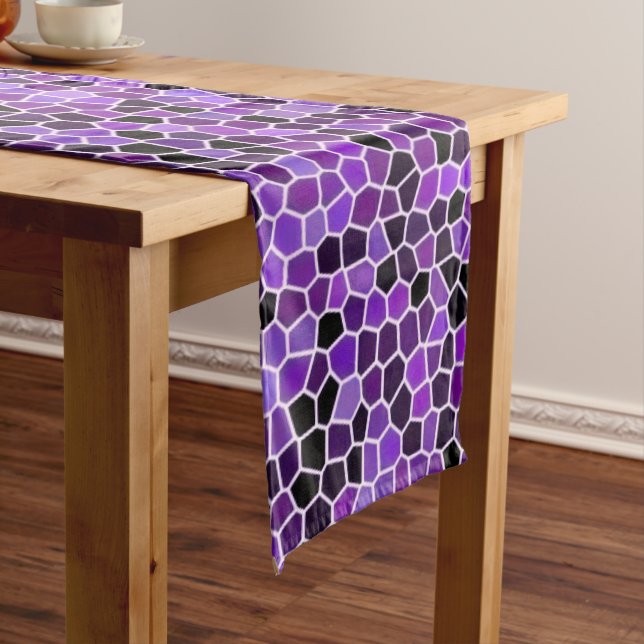 Caminho De Mesa Médio Vidro manchado roxo (No Local)