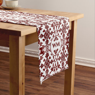 Caminho De Mesa Médio Vintage Damask Monograma