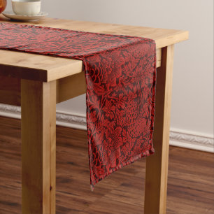 Caminho De Mesa Médio William Morris Vintage Flores Pássaros Vermelho