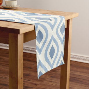 Caminho De Mesa Pequeno Aba abstrato geométrica, azul e esbranquiçada curt