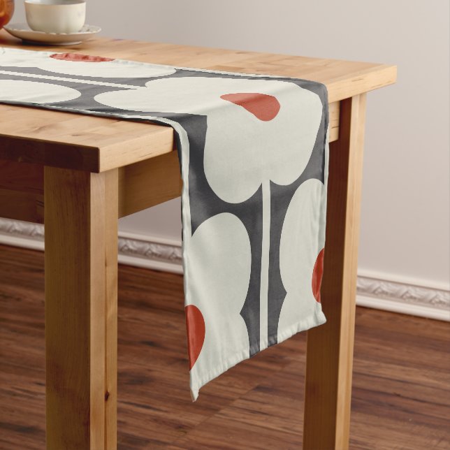 Caminho De Mesa Pequeno Abacus Flower Tomato Red Grid Patterno (No Local)