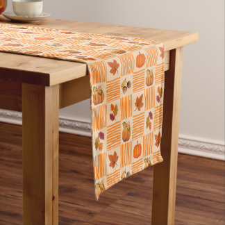 Caminho De Mesa Pequeno Abóbora marrom laranja folhas de outono estética