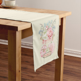 Caminho De Mesa Pequeno Abóboras de Ação de Graças Outono Rosa Marfim Sage