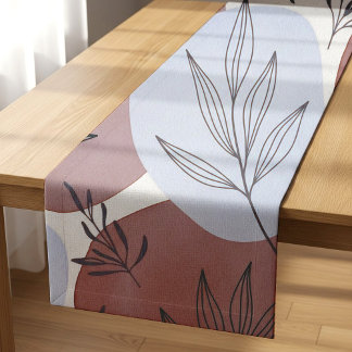 Caminho De Mesa Pequeno Abstract Dusty Rose and Sage Green Botanical Patte