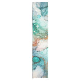 Caminho De Mesa Pequeno Abstract in Pink, Teal, Blue, and Gold
