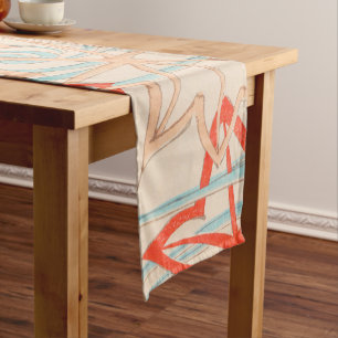 Caminho De Mesa Pequeno Abstract Leaves Print Vintage Japanese Pattern