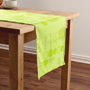 Caminho De Mesa Pequeno Abstrato Atômico Barkcloth Chartreuse