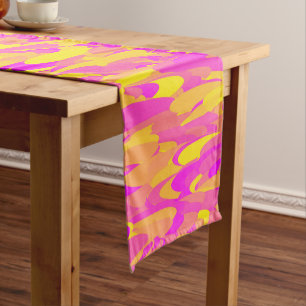 Caminho De Mesa Pequeno Abstrato cor-de-rosa amarelo-amarelo