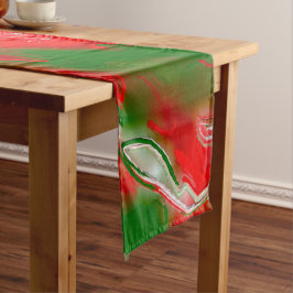 Caminho De Mesa Pequeno Abstrato vermelho, branco e verde