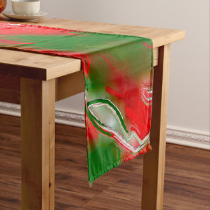 Caminho De Mesa Pequeno Abstrato vermelho, branco e verde