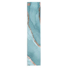 Caminho De Mesa Pequeno Agato de mármore Dourado de Téal Turquesa Personal