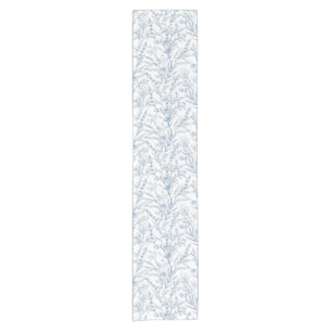 Caminho De Mesa Pequeno Algodão de fazenda Azul e Branco Botânico