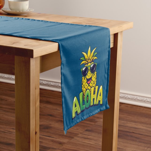 Caminho De Mesa Pequeno Aloha Pineapple Collection Teal Mesa Runner (No Local)