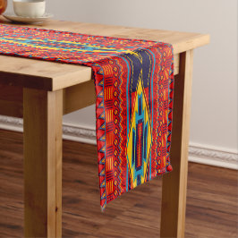 Caminho De Mesa Pequeno Amarelo vermelho africano moderno do teste padrão