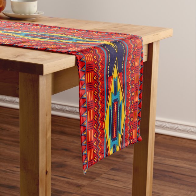 Caminho De Mesa Pequeno Amarelo vermelho africano moderno do teste padrão (No Local)