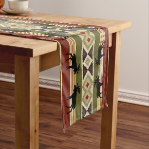 Caminho De Mesa Pequeno Anta Vida Selvagem Animal Vermelho Verde Ocre Ikat
