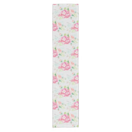 Caminho De Mesa Pequeno Aquarela Rosa Hidrangea Flor Decoração Floral