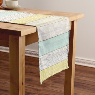 Caminho De Mesa Pequeno Arco Geométrico Rustic Mint & Yellow Boho