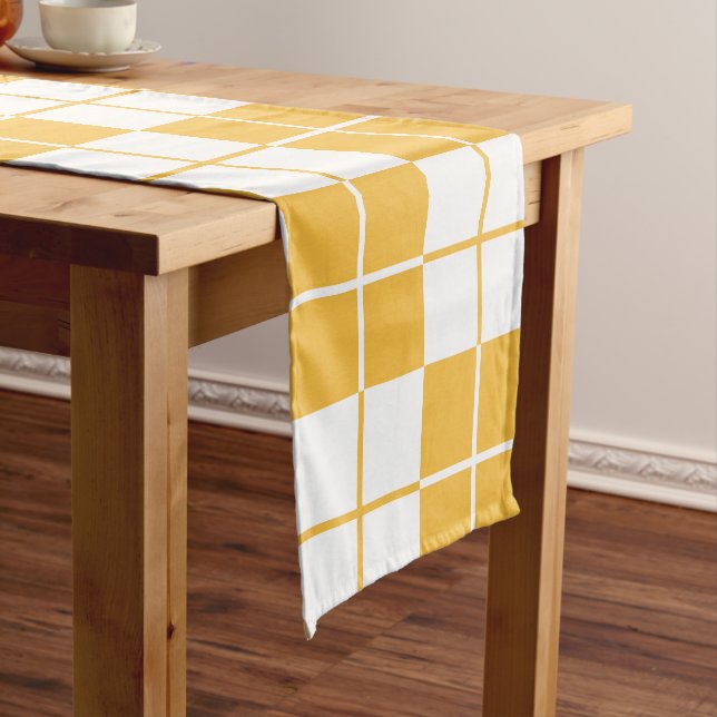 Caminho De Mesa Pequeno Argyle Checkerboard Xadrez amarelo (No Local)