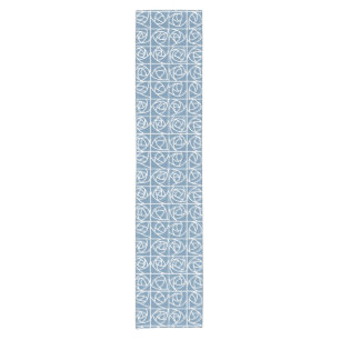 Caminho De Mesa Pequeno Art Deco Rosa quadrados estilizados Floral azul pá