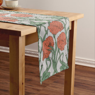 Caminho De Mesa Pequeno Art Nouveau Red Poppy Floral Print