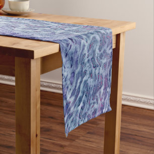 Caminho De Mesa Pequeno Arte Abstrato de Azul e Violeta
