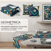 Arte Geométrica Abstrata Moderna - Laranja Teal Re