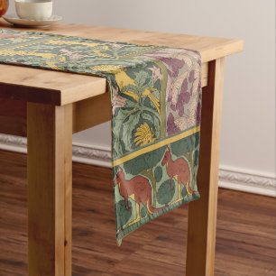 Caminho De Mesa Pequeno Arte Nouveau em Verde Salvia Borboleta Poupa