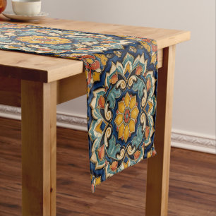 Caminho De Mesa Pequeno Arte Novo Vintage Decoração Majólica Floral Artesa