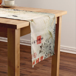 Caminho De Mesa Pequeno Arte Oriental Chinesa Antiga no outono