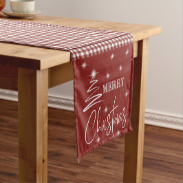 Caminho De Mesa Pequeno Árvore de Natal Branca e Simplificada