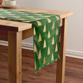 Caminho De Mesa Pequeno Árvore de Natal de Inverno em Folha de Ouro e Verd
