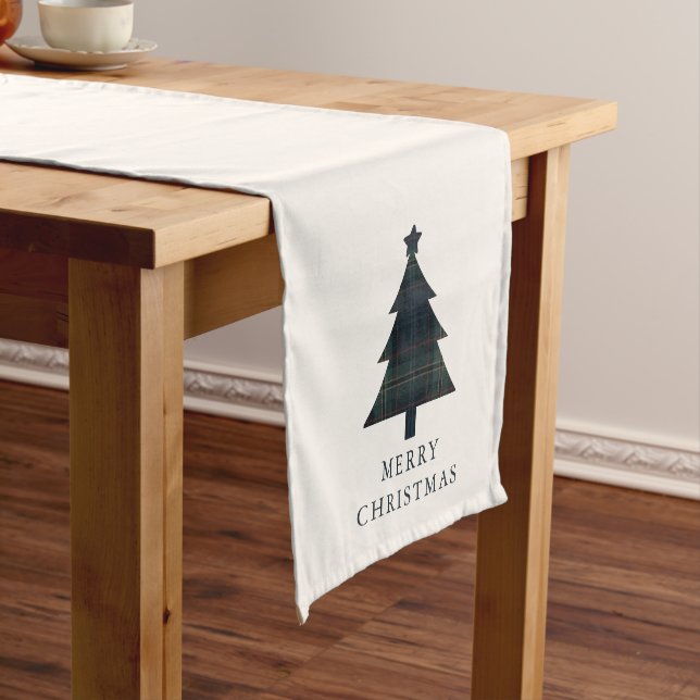 Caminho De Mesa Pequeno Árvore de Natal de Xadrez Verde e Azul Elegante (No Local)