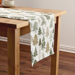 Caminho De Mesa Pequeno Árvores de Natal Modernas - Padrão Verde-Azeitona