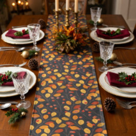 Caminho De Mesa Pequeno Autumn Leaves & Berries - Quebra de Padrão Ininter