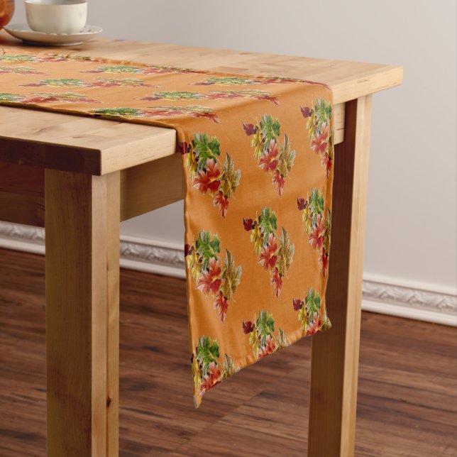 Caminho De Mesa Pequeno Autumn Leaves Patterno Orange Mesa Runner (No Local)
