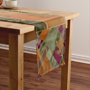Caminho De Mesa Pequeno Autumn Luxury Mármore geométrico Dourado