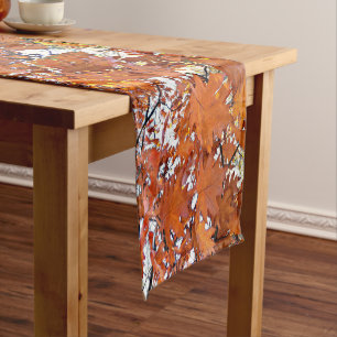 Caminho De Mesa Pequeno Autumn Oak Deixa Floral