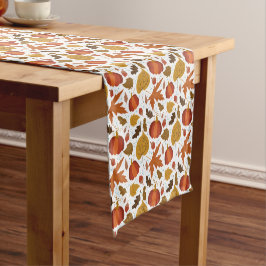 Caminho De Mesa Pequeno Autumn Pumpkin and Leaf Pattern