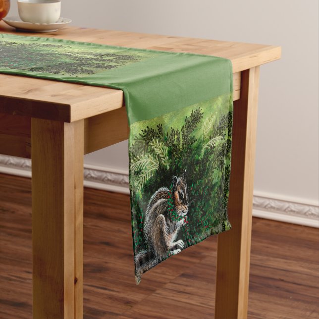 Caminho De Mesa Pequeno Azevinho Tablerunner do Chipmunk (No Local)