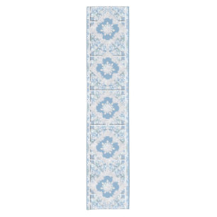 Caminho De Mesa Pequeno Azul claro e floco de neve de rendas cerâmicas