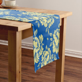 Caminho De Mesa Pequeno Azul e Peony Toile Amarelo - Decoração do País Fra