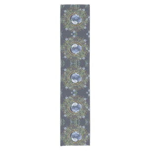 Caminho De Mesa Pequeno Azul Floral Moderno Vintage