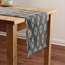 Azul Teal Laranja Marrom Escuro Cinza Arte Tribal 