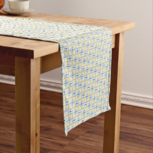 Caminho De Mesa Pequeno Azulejo Amarelo e Azul