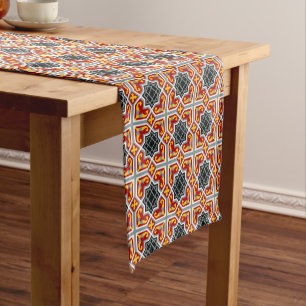 Caminho De Mesa Pequeno Azulejo Geométrico Vintage Red Black Yellow Barcel