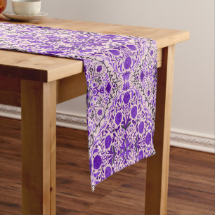 Caminho De Mesa Pequeno Azulejos florais, cor-de-rosa violeta e algodão do